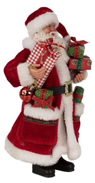 Vánoční postavička Santa Claus s kapsami plnými dárků – 27 cm