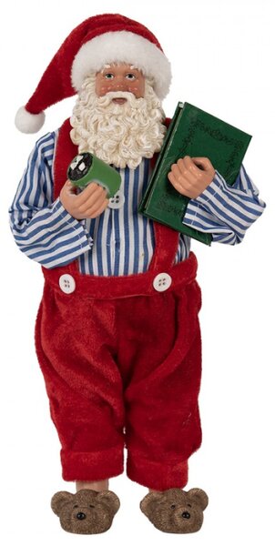 Vánoční postavička Santa Claus v červených kalhotách a papučích – 27 cm