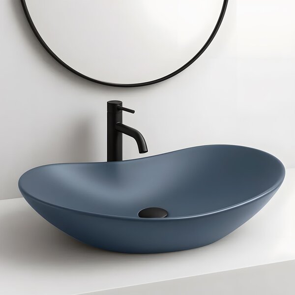 Rea Royal, umyvadlo na desku 615x355x155 mm, modrá matná, REA-U6373