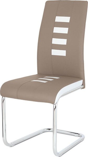 Autronic Pohupovací jídelní židle DCL-961 CAP, cappuccino, bílá ekokůže/chrom
