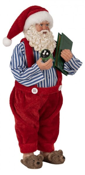 Vánoční postavička Santa Claus v červených kalhotách a papučích – 27 cm