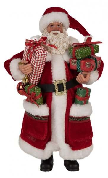 Vánoční postavička Santa Claus s kapsami plnými dárků – 27 cm