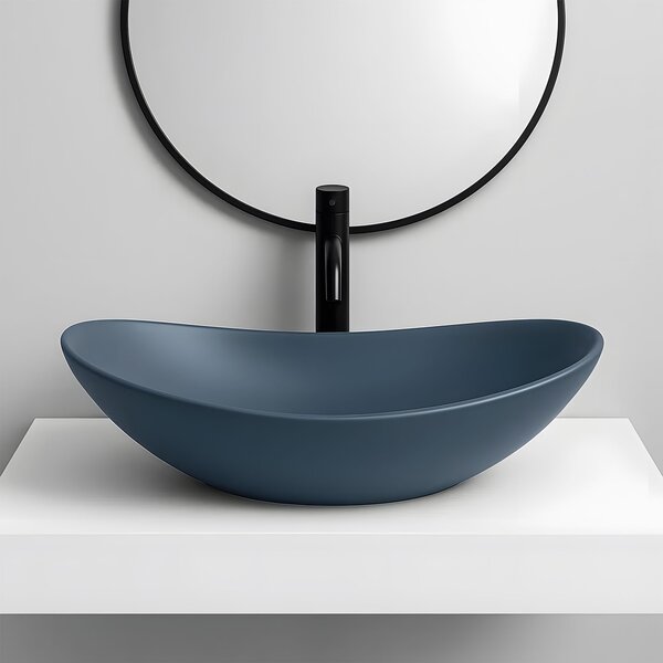 Rea Royal, umyvadlo na desku 615x355x155 mm, modrá matná, REA-U6373