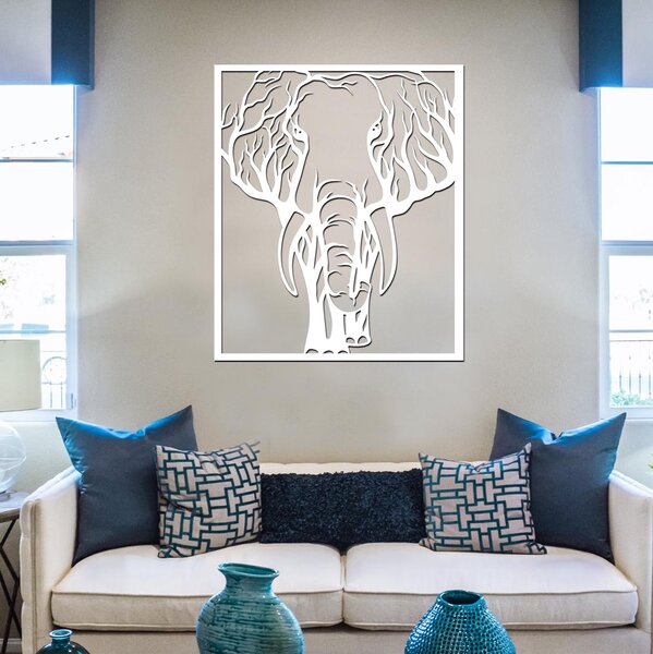 Dřevo života | Dřevěná dekorace na stěnu SLON | Rozměry (cm): 17x20 | Barva: Bílá
