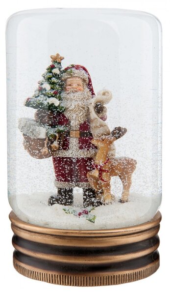 Vánoční sněhová koule / sněžítko Santa Claus se sobem – 5x9 cm