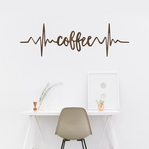 Dřevěná dekorace COFFE PULSE | Rozměry (cm): 40x12 | Zvolte barvu dekoru: Bílá