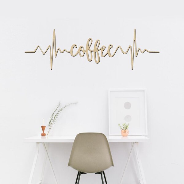 Dřevěná dekorace COFFE PULSE | Rozměry (cm): 40x12 | Zvolte barvu dekoru: Bílá