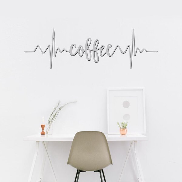Dřevěná dekorace COFFE PULSE | Rozměry (cm): 40x12 | Zvolte barvu dekoru: Bílá