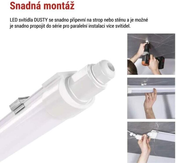 EMOS ZT3121 DUSTY - LED prachotěsné svítidlo 36W, 4680lm, 120cm, 4000K, IP65 (Prachotěsné LED svítidlo vhodné do garáže nebo průmyslových hal)