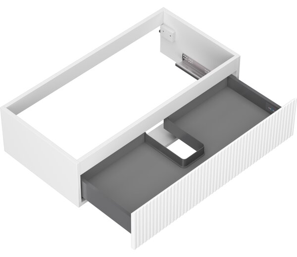 Mexen Rivel, koupelnová skříňka 90 cm, 1 zásuvka, drážkovaná, bílá matná, 91A20-09023-1-BF01