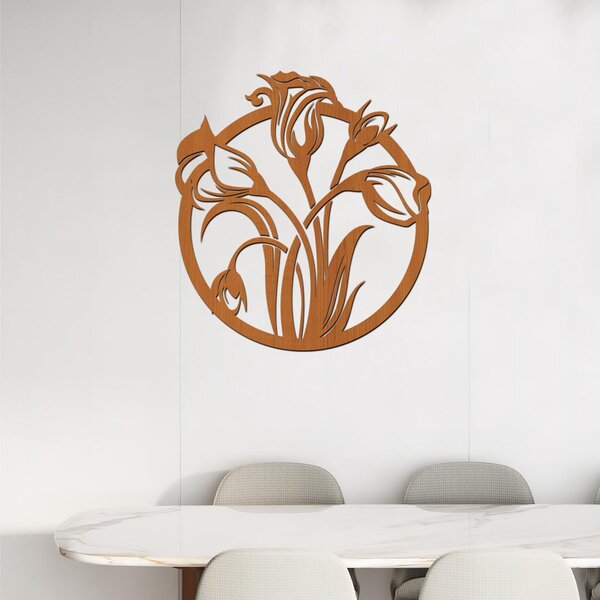Dřevěný obraz s TULIPÁNY | Rozměry (cm): 20x22 | Zvolte barvu dekoru: Javor