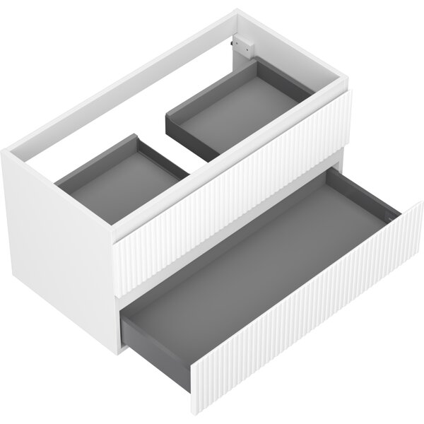 Mexen Rivel, koupelnová skříňka 90 cm, 2 zásuvky, drážkovaná, bílá matná, 91A20-09047-2-BFF01