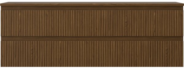 Mexen Rivel, koupelnová skříňka pod umyvadlo 140 cm s horní deskou, 2 zásuvky, drážkovaná, ořech, 91A20-14047-2-BFFC86