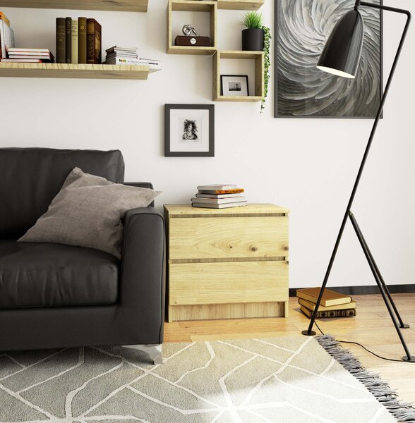 Ak furniture Komoda Kuba 60 cm - 2 šuplíky dub artisan