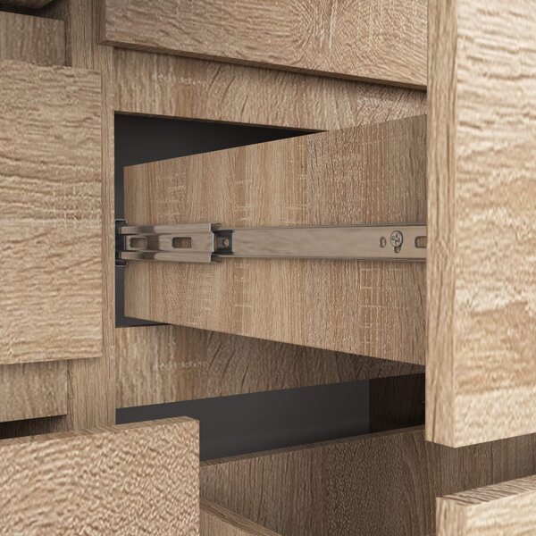 Ak furniture Komoda Kuba 120 cm 8 šuplíků dub sonoma