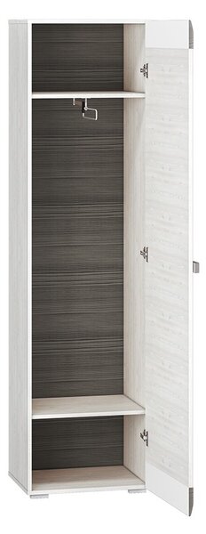 Úzká skříň ILKO - šířka 55 cm, bílá borovice / new grey