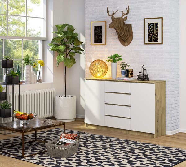 Ak furniture Komoda Inbia K 160 cm dub artisan/bílá