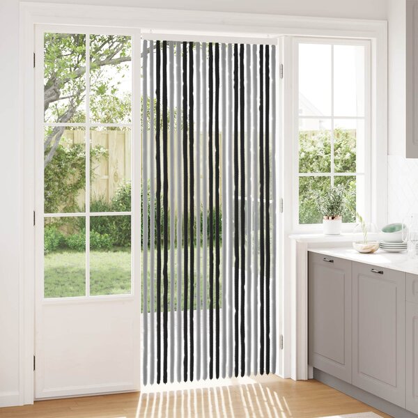 Záclona proti hmyzu Chenille Šedá a černá 90 x 220 cm 100% PP
