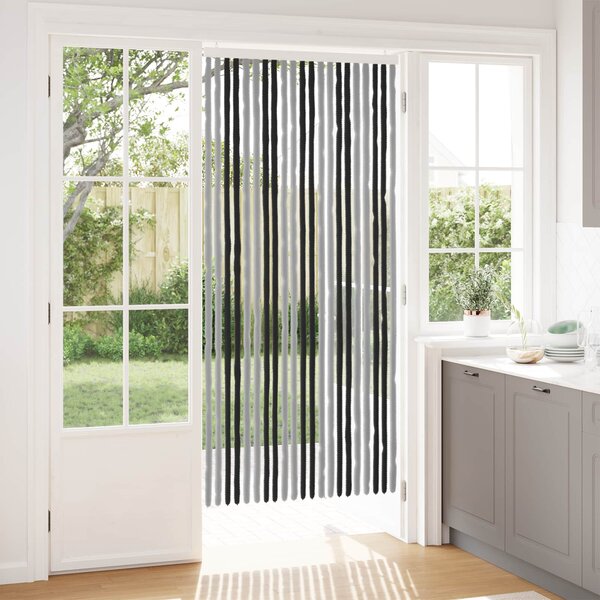 Záclona proti hmyzu Chenille Šedá a černá 90 x 200 cm 100% PP