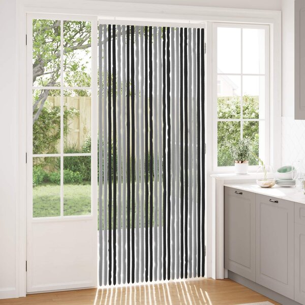 Záclona proti hmyzu Chenille Šedá a černá 100 x 230 cm 100% PP