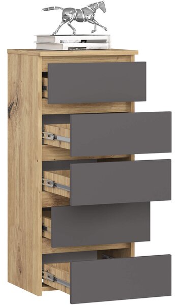Ak furniture Komoda CL5 40 cm dub artisan/grafitově šedá