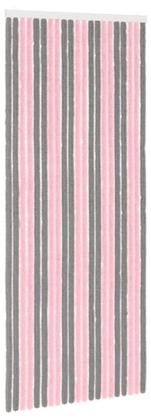 Záclona proti hmyzu Chenille Stříbrně šedá a růžová 90 x 220 cm