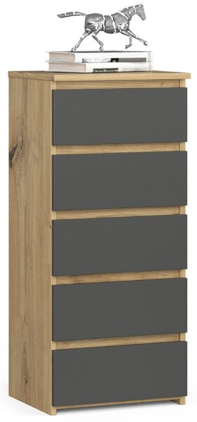 Ak furniture Komoda CL5 40 cm dub artisan/grafitově šedá