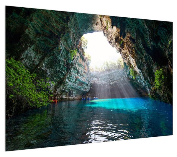 Obraz jeskyně s vodní plochou (100x70 cm)