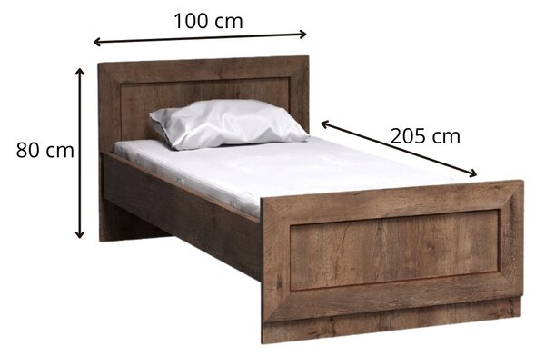 Jednolůžková postel GIADA - 90x200, dub lefkas