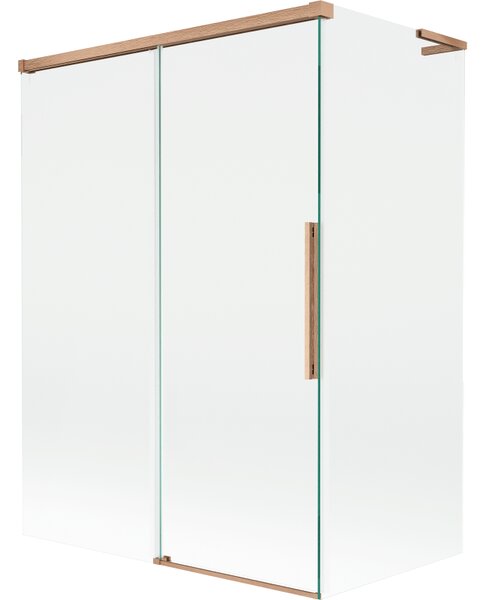 Mexen Rox, L posuvná 2-křídlová vanová zástěna 120 + 70 x 150 cm, 8mm čiré sklo, měděný matný profil, 8C9L-120-070-65-00
