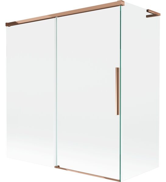 Mexen Rox, L 2-křídlová posuvná vanová zástěna 150 + 70 x 150 cm, 8mm čiré sklo, růžové zlato profil, 8C9L-150-070-60-00