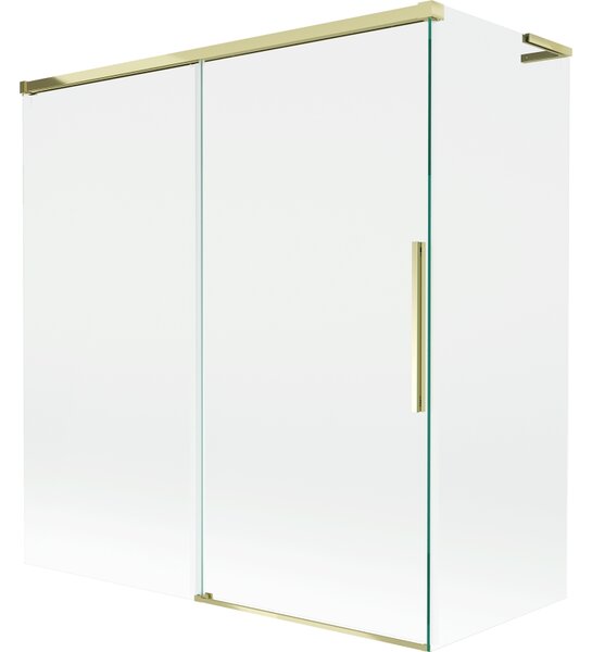 Mexen Rox, L posuvná 2-křídlová vanová zástěna 150 + 70 x 150 cm, 8mm čiré sklo, zlatý lesklý profil, 8C9L-150-070-50-00
