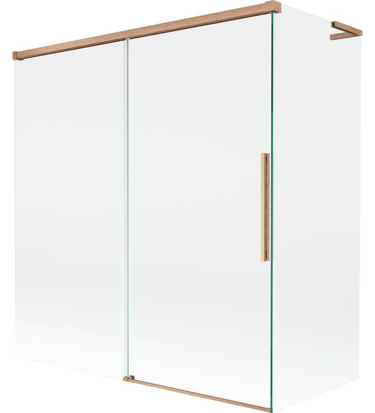 Mexen Rox, L posuvná 2-křídlová vanová zástěna 150 + 70 x 150 cm, 8mm čiré sklo, měděný matný profil, 8C9L-150-070-65-00