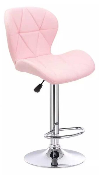 LuxuryForm DESIGN Barová židle LIVIO na stříbrné kulaté podstavě - růžová