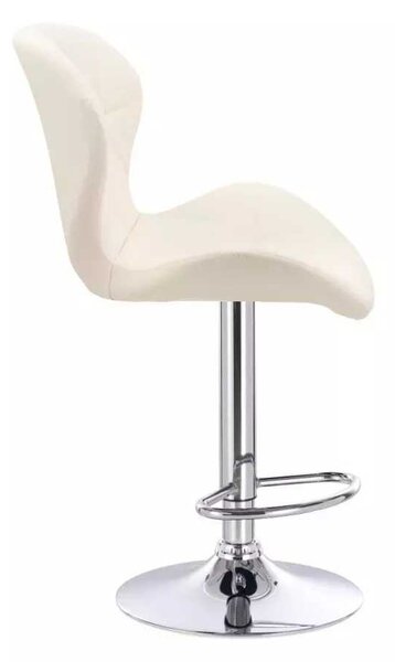 LuxuryForm DESIGN Barová židle LIVIO na stříbrné kulaté podstavě - krémová