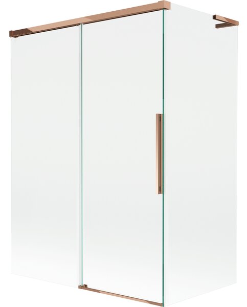 Mexen Rox, L posuvná 2-křídlová vanová zástěna 120 + 70 x 150 cm, 8mm čiré sklo, růžové zlato profil, 8C9L-120-070-60-00