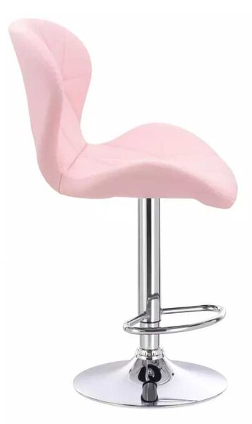 LuxuryForm DESIGN Barová židle LIVIO na stříbrné kulaté podstavě - růžová