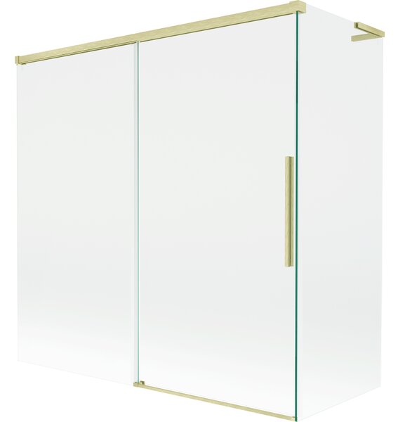 Mexen Rox, L posuvná 2-křídlová vanová zástěna 160 + 70 x 150 cm, 8mm čiré sklo, zlatý matný profil, 8C9L-160-070-55-00