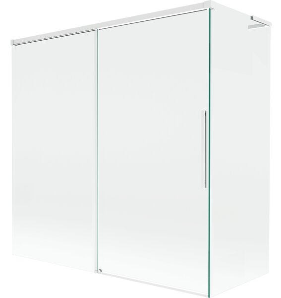 Mexen Rox, L posuvná 2-křídlová vanová zástěna 160 + 75 x 150 cm, 8mm čiré sklo, bílý profil, 8C9L-160-075-20-00