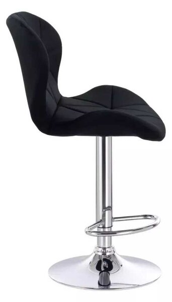 LuxuryForm DESIGN Barová židle LIVIO VELUR na stříbrné kulaté podstavě - černá