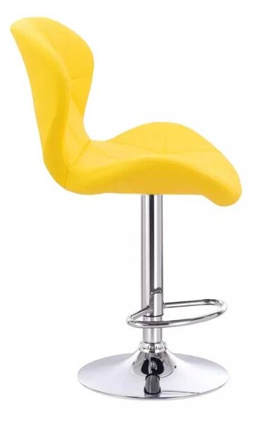 LuxuryForm DESIGN Barová židle LIVIO na stříbrné kulaté podstavě - žlutá