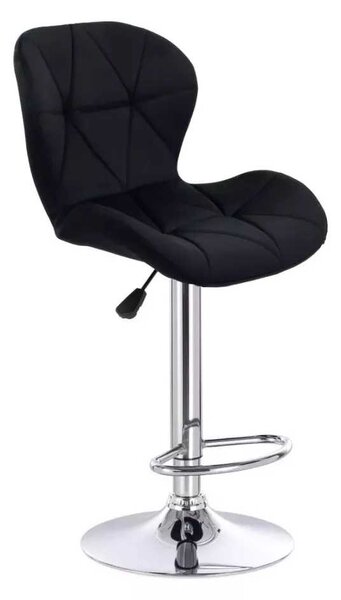 LuxuryForm DESIGN Barová židle LIVIO VELUR na stříbrné kulaté podstavě - černá