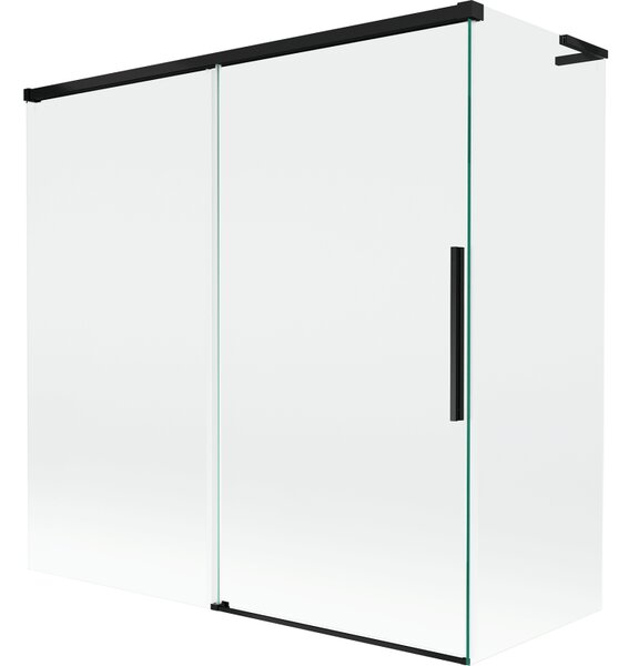 Mexen Rox, L posuvná 2-křídlová vanová zástěna 160 + 75 x 150 cm, 8mm čiré sklo, černý matný profil, 8C9L-160-075-70-00