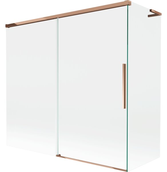 Mexen Rox, L posuvná 2-křídlová vanová zástěna 170 + 70 x 150 cm, 8mm čiré sklo, růžové zlato profil, 8C9L-170-070-60-00