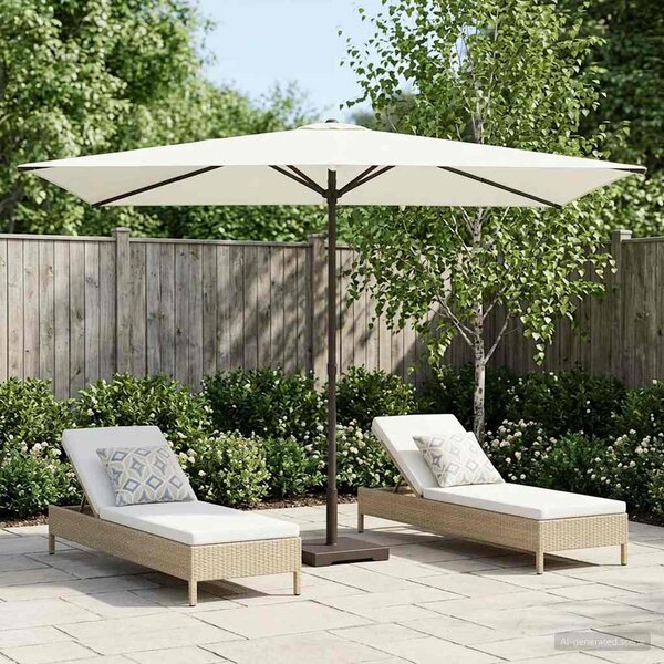 Zahradní slunečník 200 x 300 cm Polyester Obdélníkový Krémová