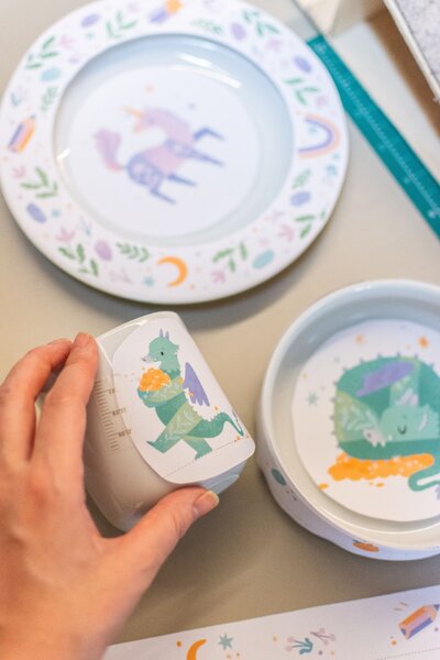 Dětský porcelánový talíř Drak Ø 19 cm