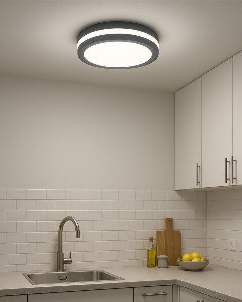 LED Stropní svítidlo se senzorem pohybu LED/20W/230V 3000/4000/6500K IP54 antr