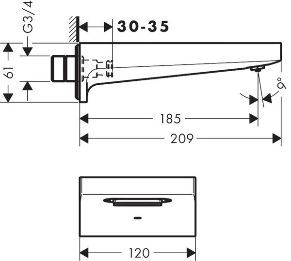 Hansgrohe Metropol výtok baterie Vanová chrom 32543000