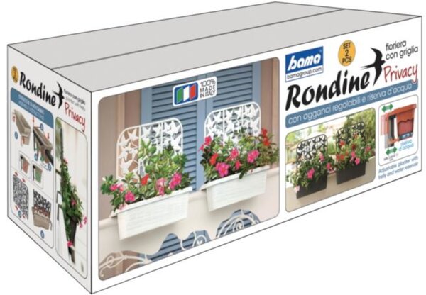 BAMA Truhlík Rondine Balcony, barva bílá, závěsný, sada 2 ks