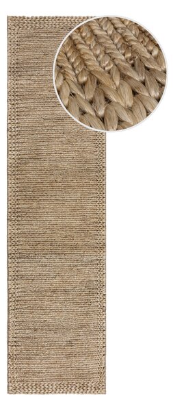 Flair Rugs, Běhoun Drew Braid Border Natural, 60x230, béžová, chodba / předsíň
